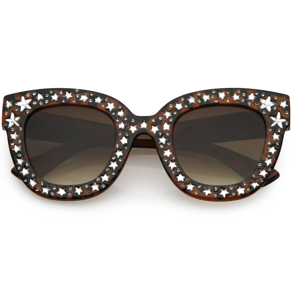 Women's Trendy Star Rhinestone Horned Rim Sunglasses C579 from zeroUV