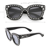 Women's Trendy Star Rhinestone Horned Rim Sunglasses C579 from zeroUV