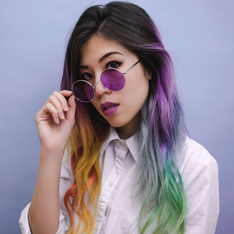 Retro Hippie Metal Lennon Round Color Lens Sunglasses 8594 from zeroUV