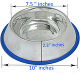 Set of 2 Etched Stainless Steel Dog Bowls with Blue Silicone Base from Mr. Peanut's Pet Carriers