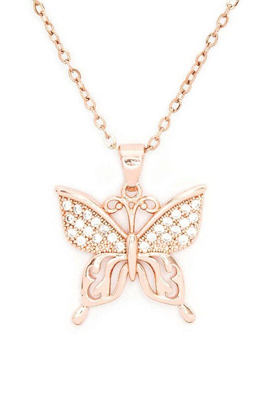Butterfly CZ Pendant Stainless Steel Necklace from My Pampered Life Seattle
