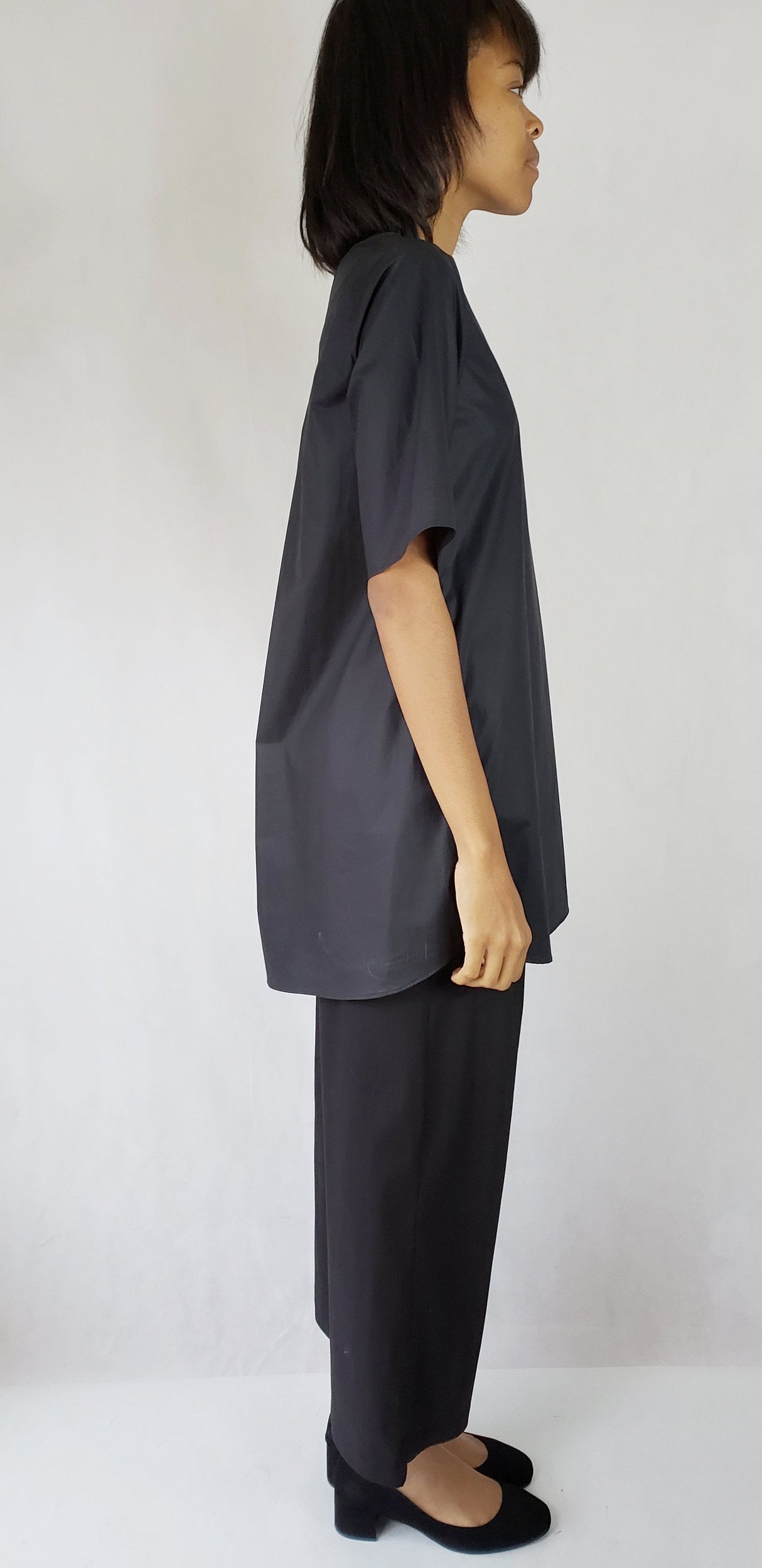 Black dress shirt short sleeve with pockets Premium Quality Cotton from EBRU Home