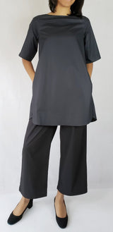 Black dress shirt short sleeve with pockets Premium Quality Cotton from EBRU Home
