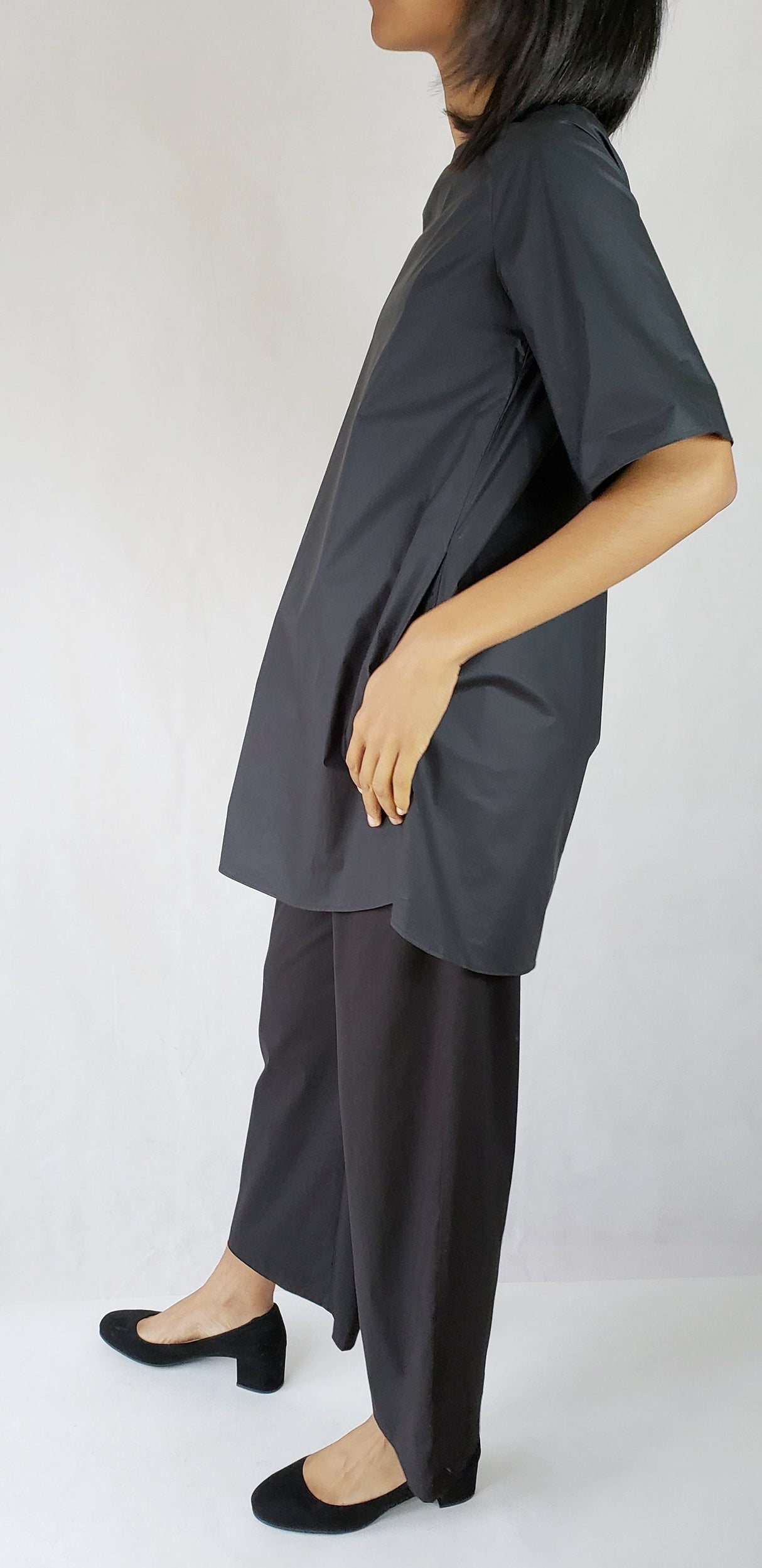 Black dress shirt short sleeve with pockets Premium Quality Cotton from EBRU Home
