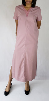 Maxi dress long side slits deep v neck with pockets from EBRU Home