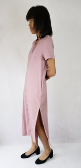 Maxi dress long side slits deep v neck with pockets from EBRU Home