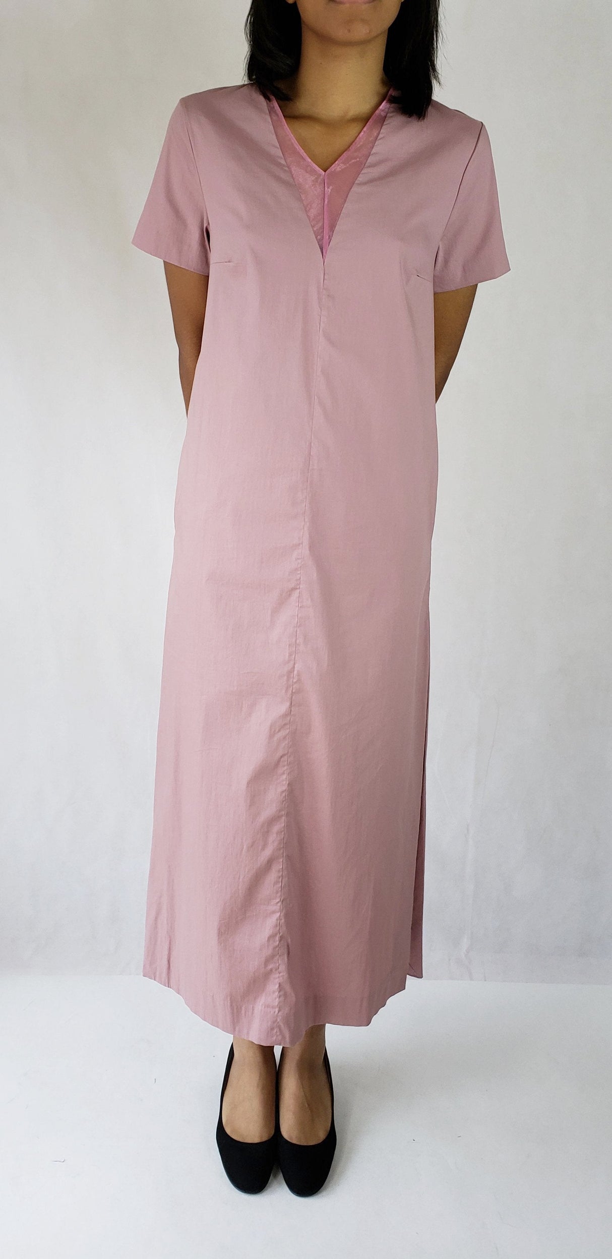 Maxi dress long side slits deep v neck with pockets from EBRU Home