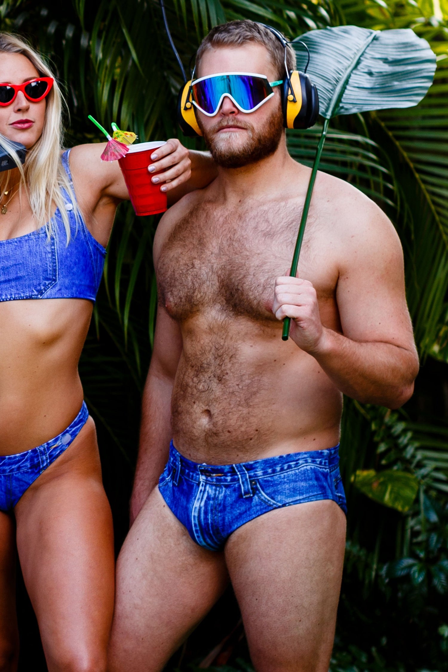 The Daytona Dong Sarong | Denim Print Swim Brief from Shinesty