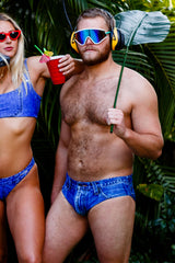 The Daytona Dong Sarong | Denim Print Swim Brief from Shinesty