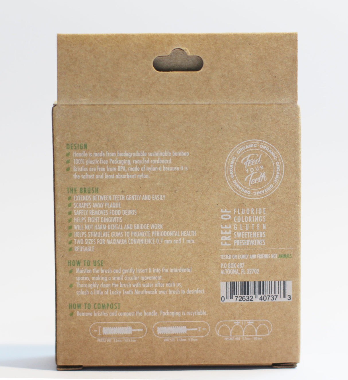 Reusable Bamboo Interdental Brush / Flossers. Part Compostable and Biodegradable. 0.7 mm & 1.0mm (20 pack) from Lucky Teeth