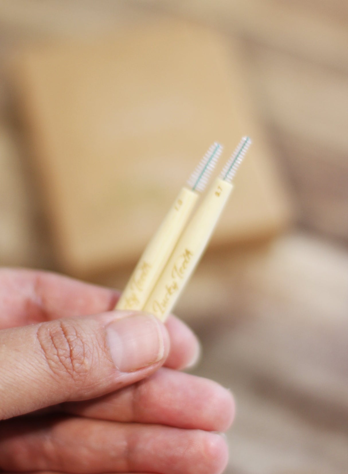 Reusable Bamboo Interdental Brush / Flossers. Part Compostable and Biodegradable. 0.7 mm & 1.0mm (20 pack) from Lucky Teeth