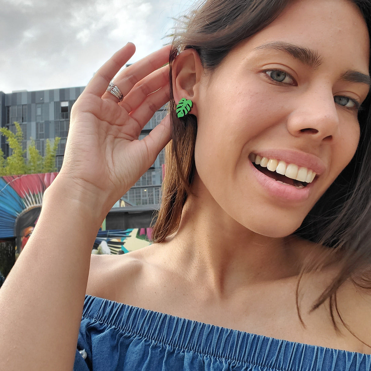 Monstera Stud Earrings - 4 Colors Available from LE CHIC MIAMI