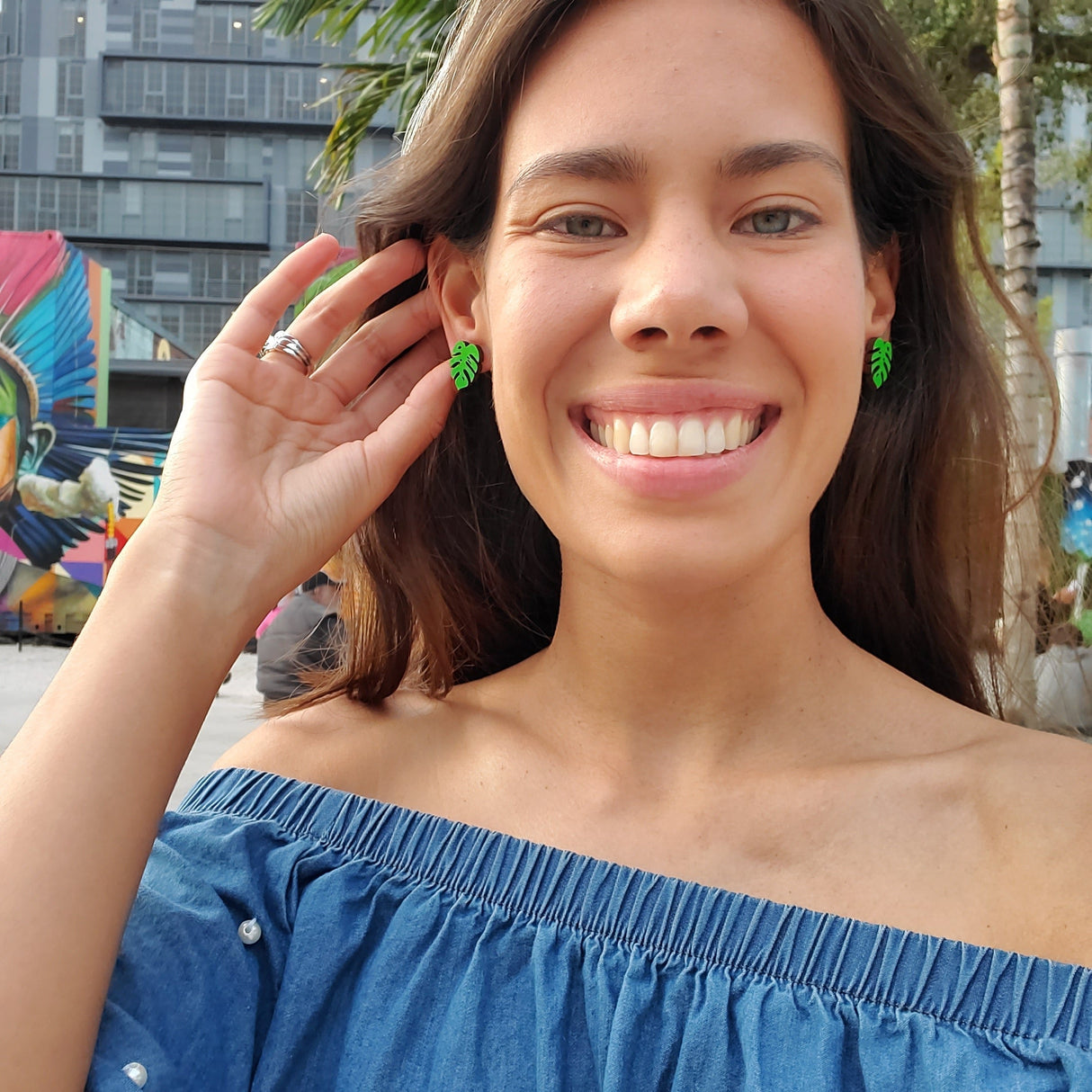 Monstera Stud Earrings - 4 Colors Available from LE CHIC MIAMI