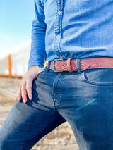 Handmade Leather Belt | American Shrunken Bison | Cognac from Jack Foster