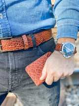 Handmade Leather Belt | American Shrunken Bison | Cognac from Jack Foster
