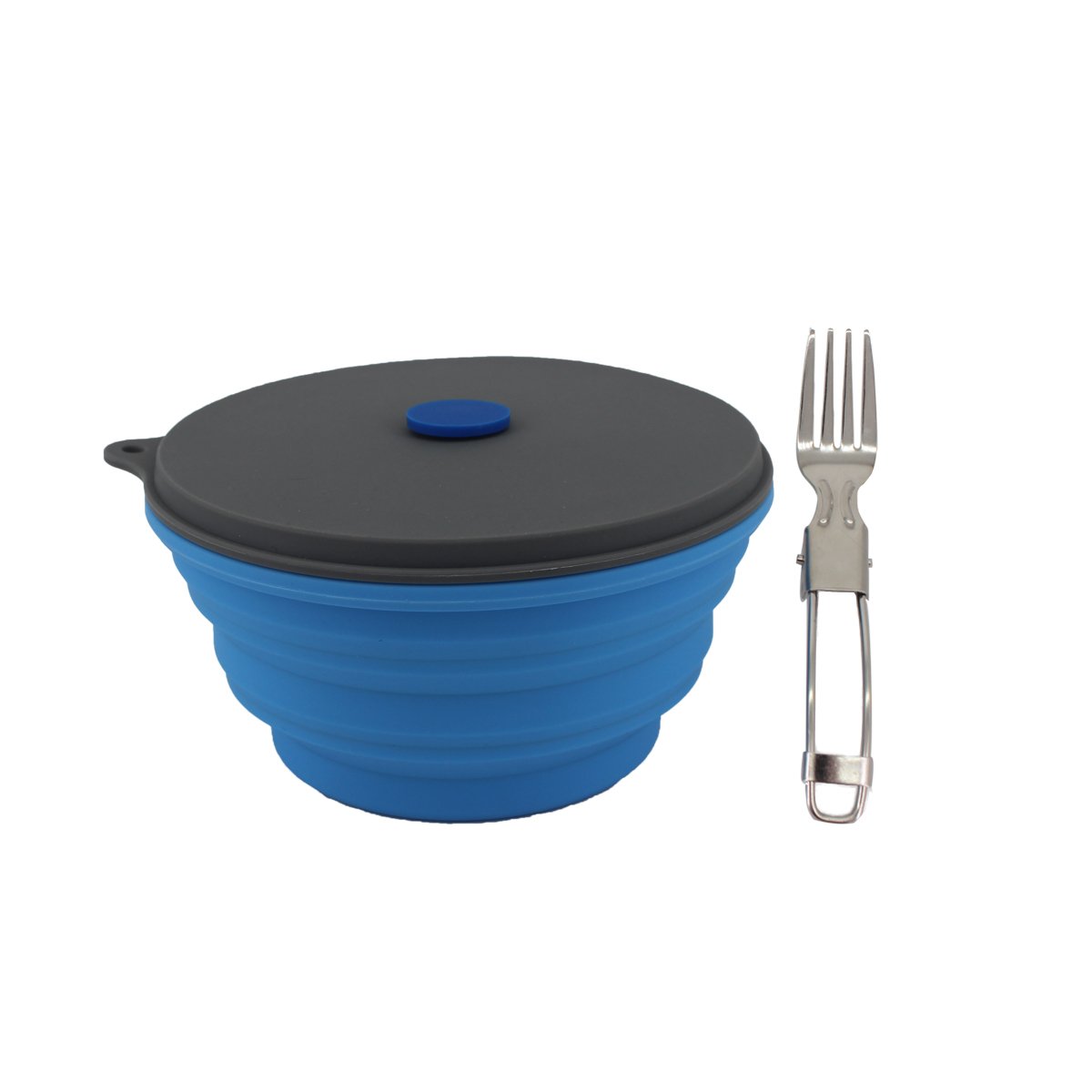 Mr. Peanut's 30oz Collapsible Silicone Camping Bowl with Lid & Foldable Fork from Mr. Peanut's Pet Carriers