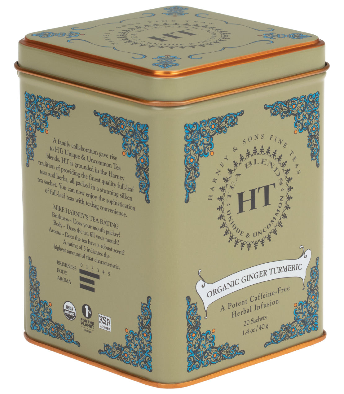 Organic Ginger Turmeric, HT Tin of 20 Sachets from Harney & Sons Fine Teas