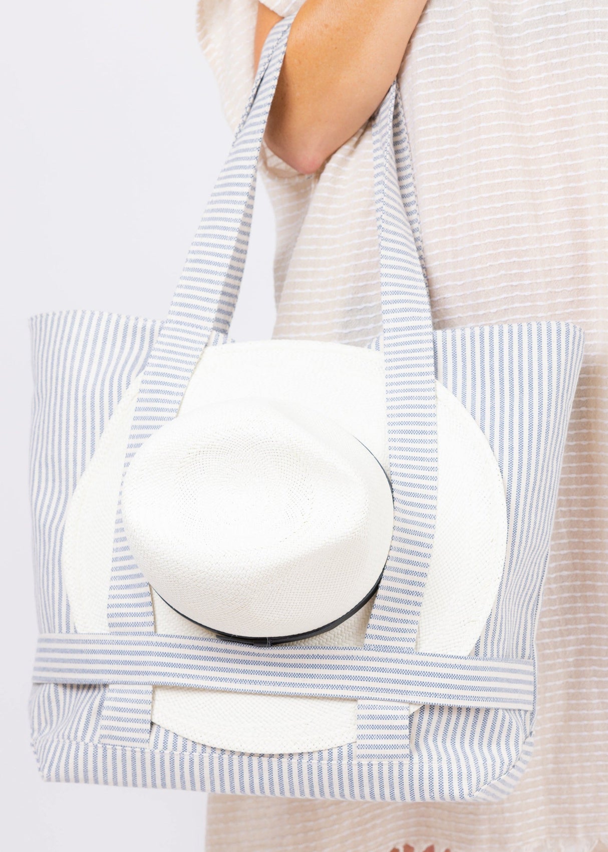 The Original Canvas Traveler Bag- Navy Stripe from Hat Attack New York