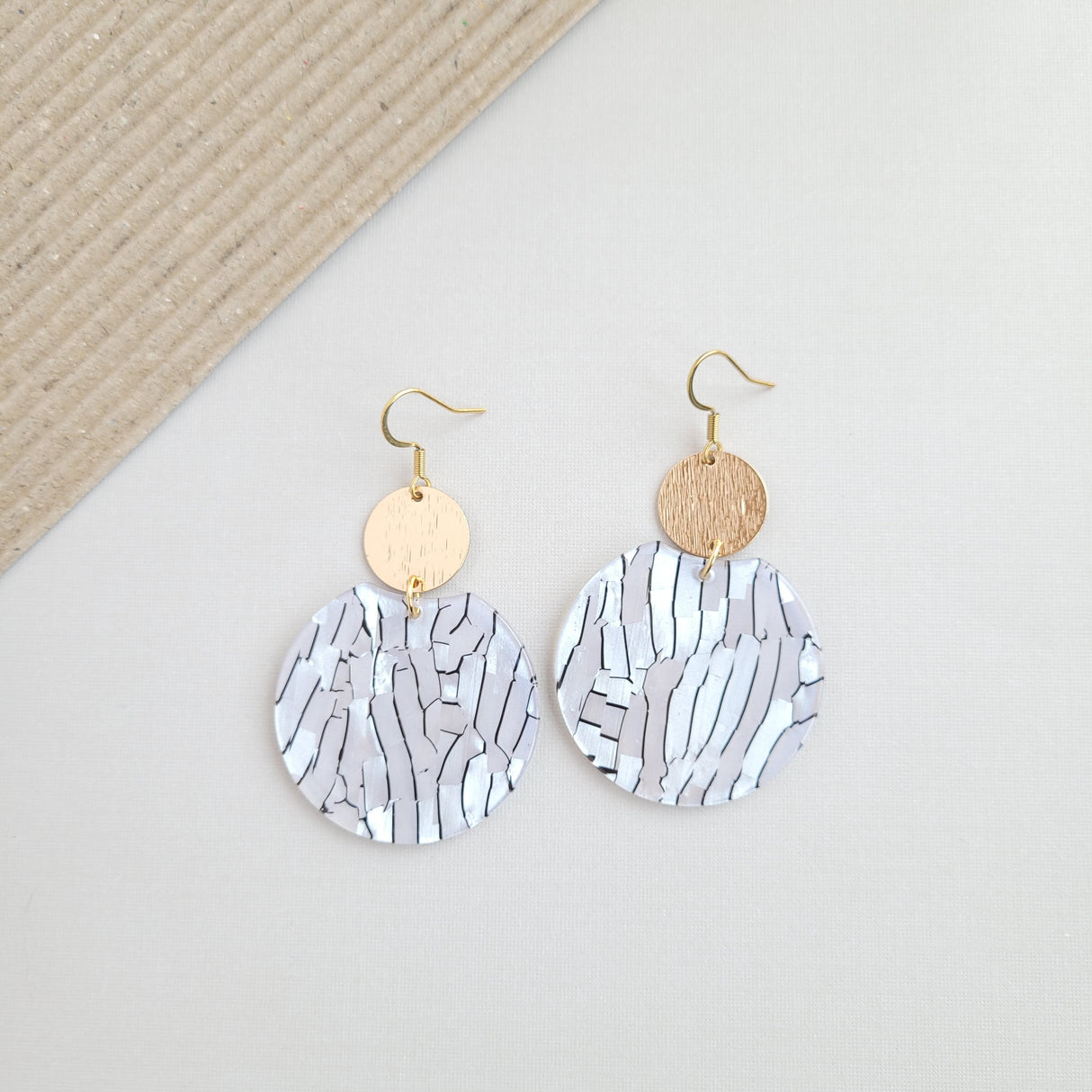 Zoey Earrings - Pearl Black Stripe from Spiffy & Splendid