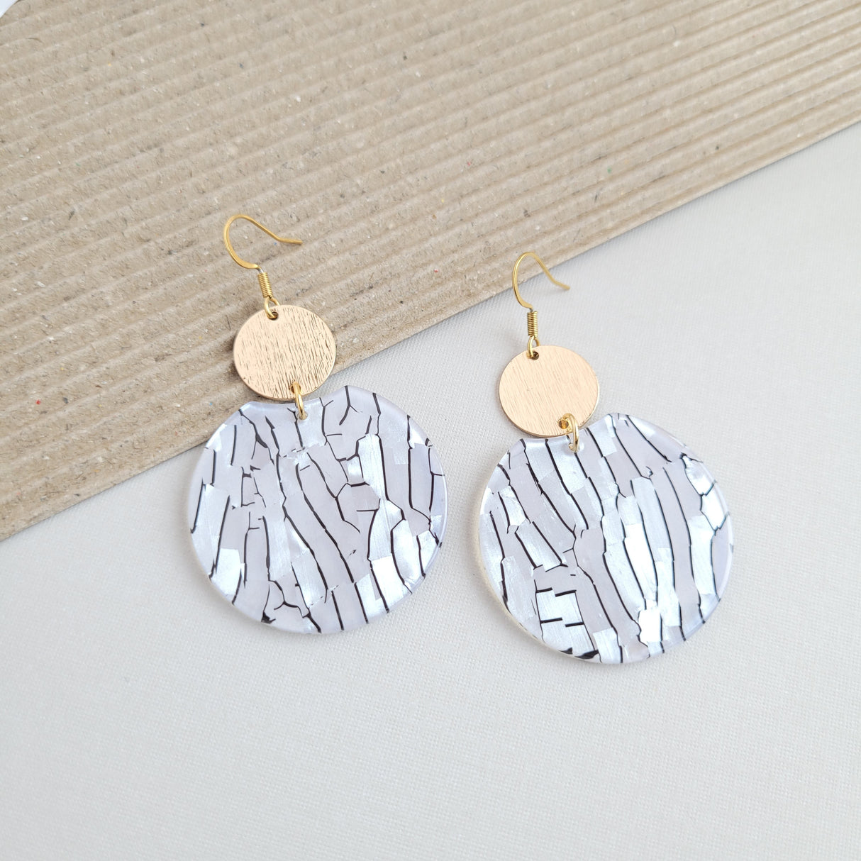 Zoey Earrings - Pearl Black Stripe from Spiffy & Splendid