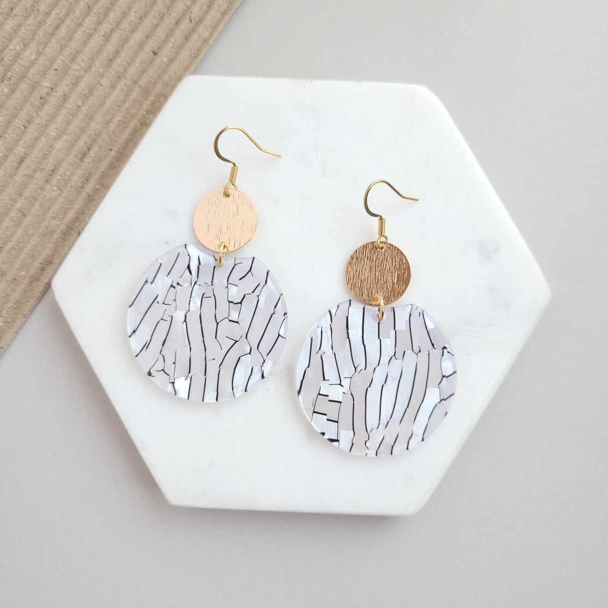 Zoey Earrings - Pearl Black Stripe from Spiffy & Splendid