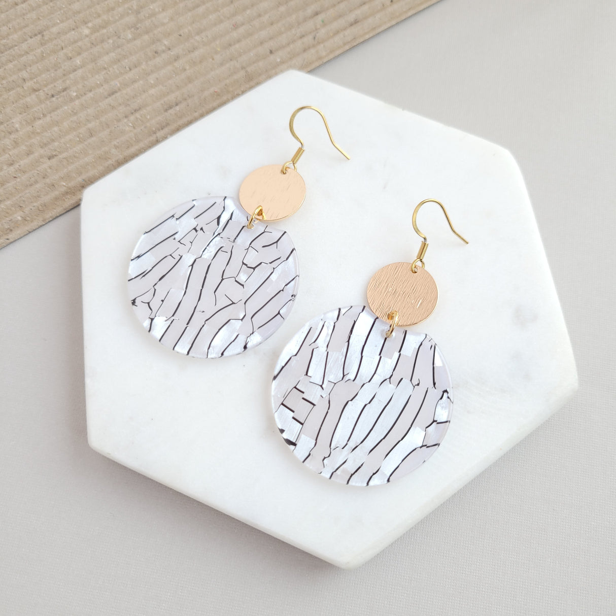 Zoey Earrings - Pearl Black Stripe from Spiffy & Splendid