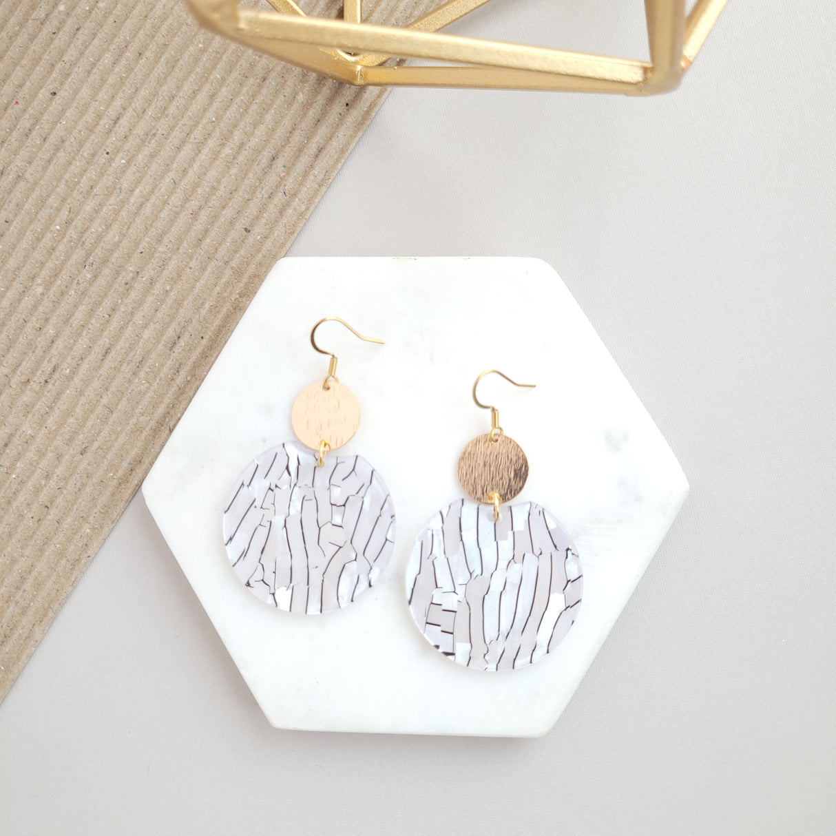 Zoey Earrings - Pearl Black Stripe from Spiffy & Splendid