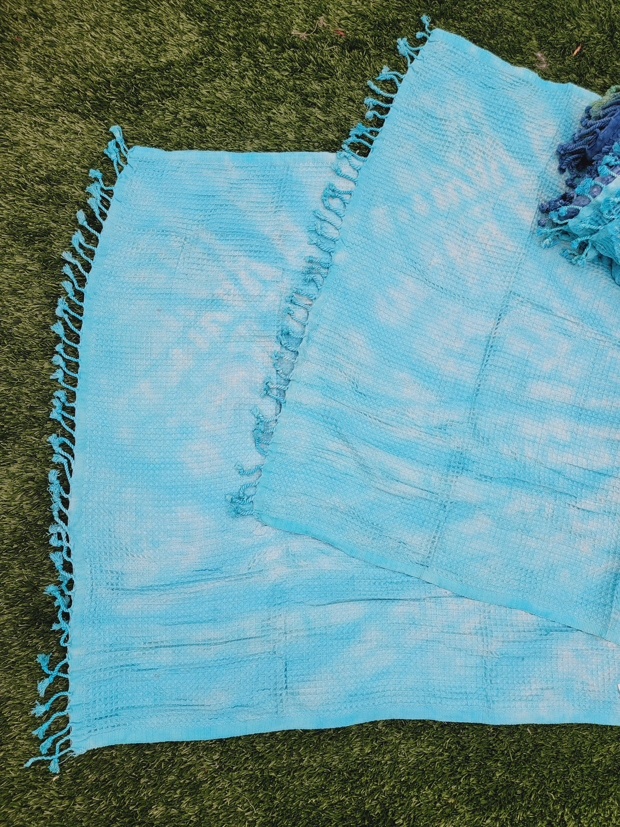 Bath Towel, Waffle Towel, Turkish Beach Towel, Handmade Tie dye - Blue from EBRU Home