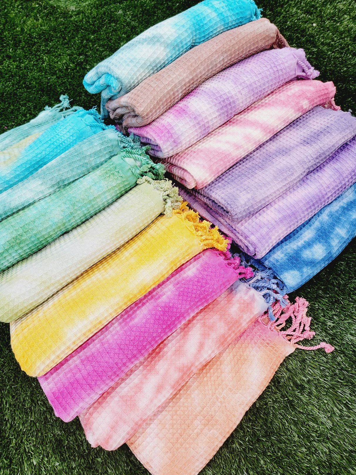 Bath Towel, Waffle Towel, Turkish Beach Towel, Handmade Tie dye from EBRU Home