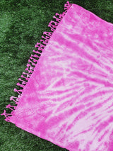 Waffle Throw Blanket, Multi functional Turkish Towel, Hand Tie dye Pink from EBRU Home