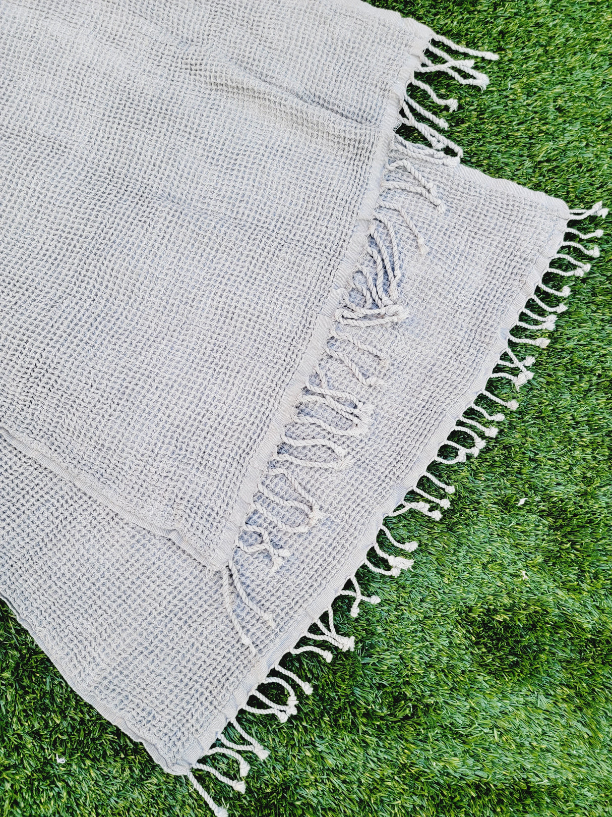 Waffle Towel, Throw Lightweight Quick Dry - Gray from EBRU Home