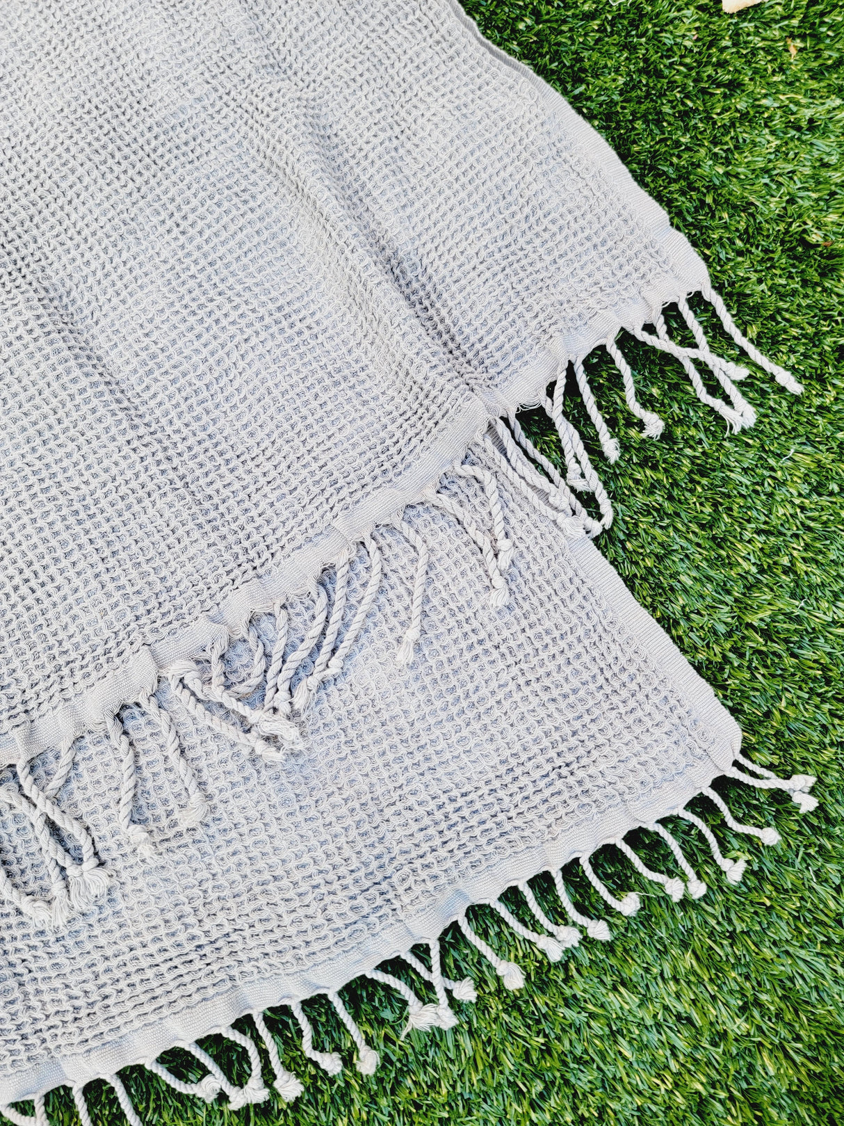 Waffle Towel, Throw Lightweight Quick Dry - Gray from EBRU Home