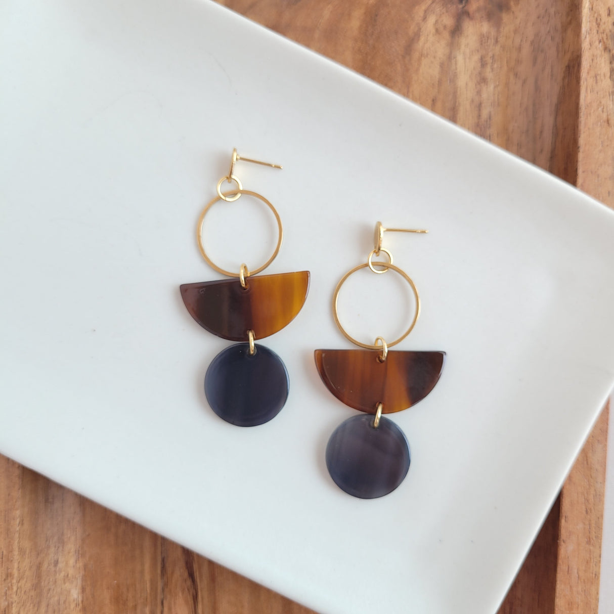 Wren Earrings - Walnut & Black from Spiffy & Splendid