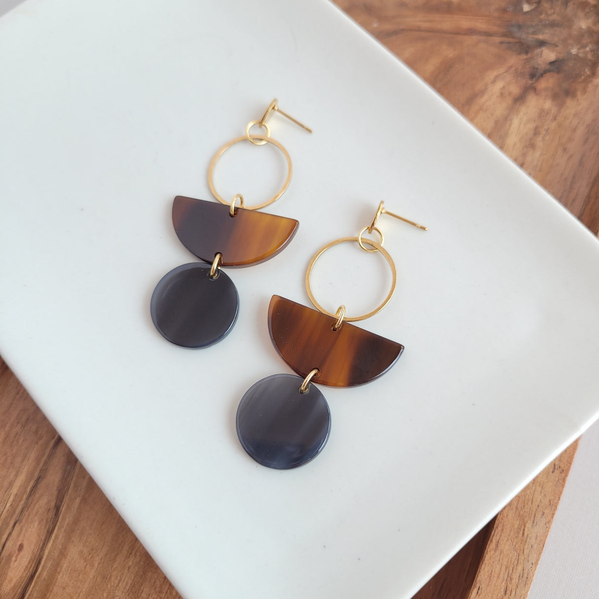 Wren Earrings - Walnut & Black from Spiffy & Splendid