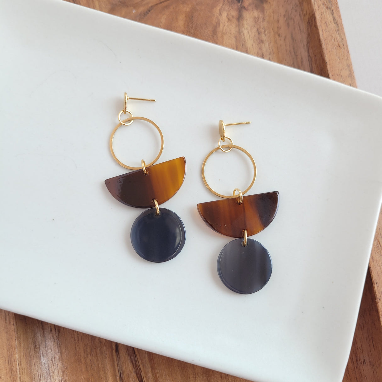 Wren Earrings - Walnut & Black from Spiffy & Splendid