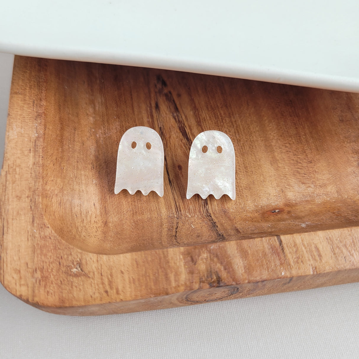 Ghost Studs - White Shimmer from Spiffy & Splendid