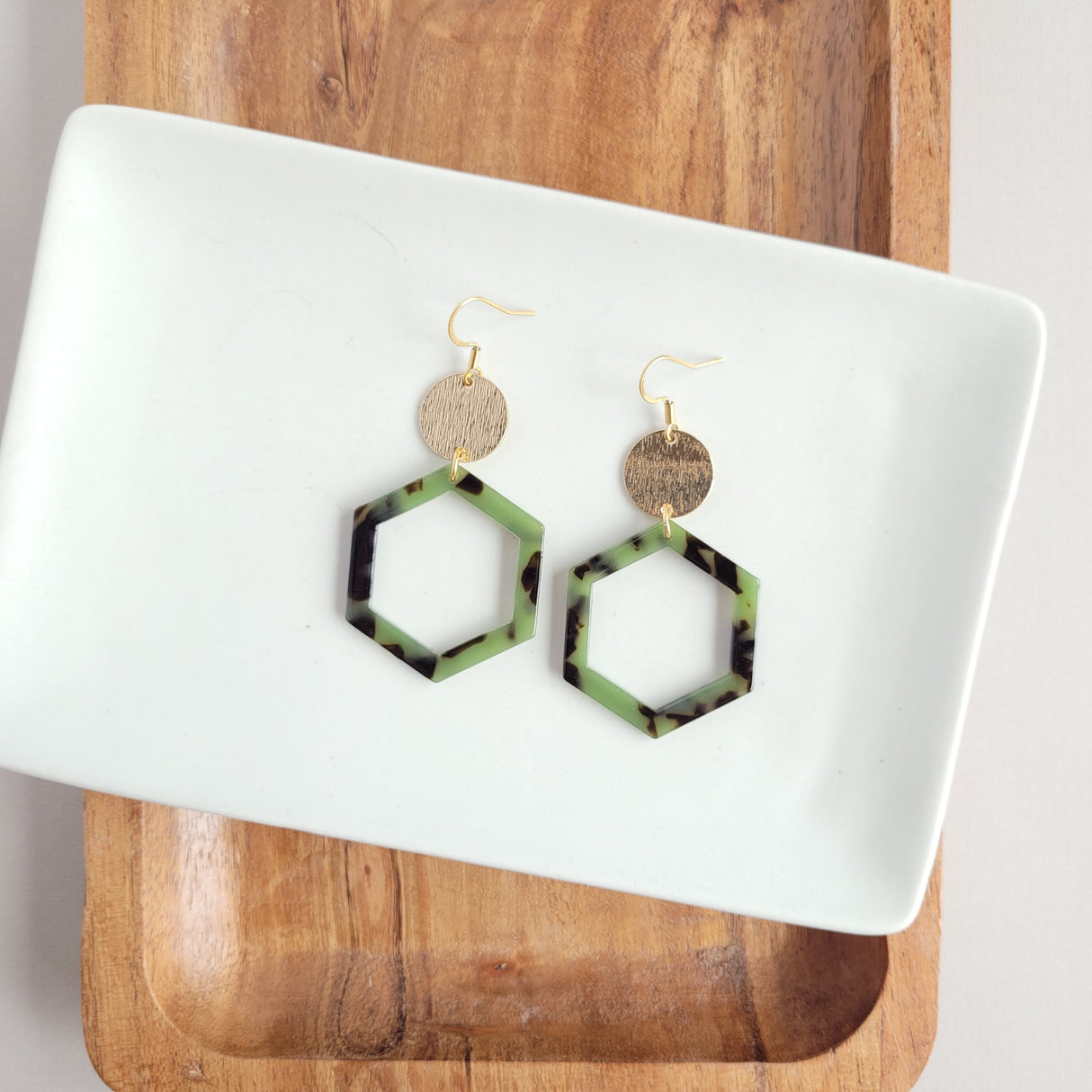 Lennox Earrings - Olive Tortoise from Spiffy & Splendid
