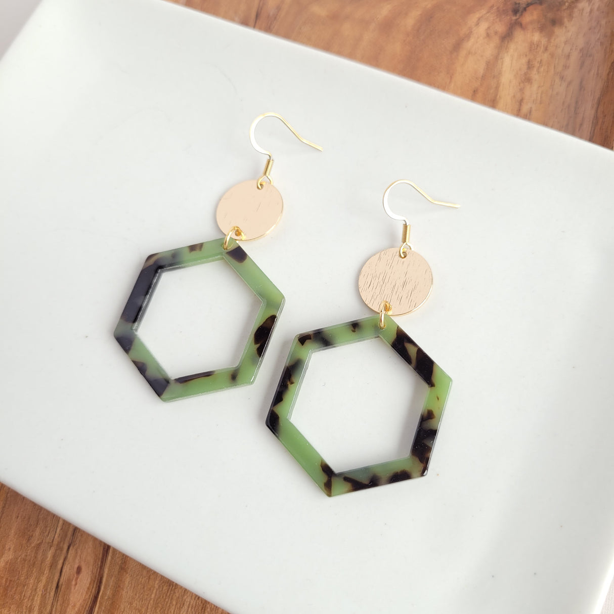 Lennox Earrings - Olive Tortoise from Spiffy & Splendid