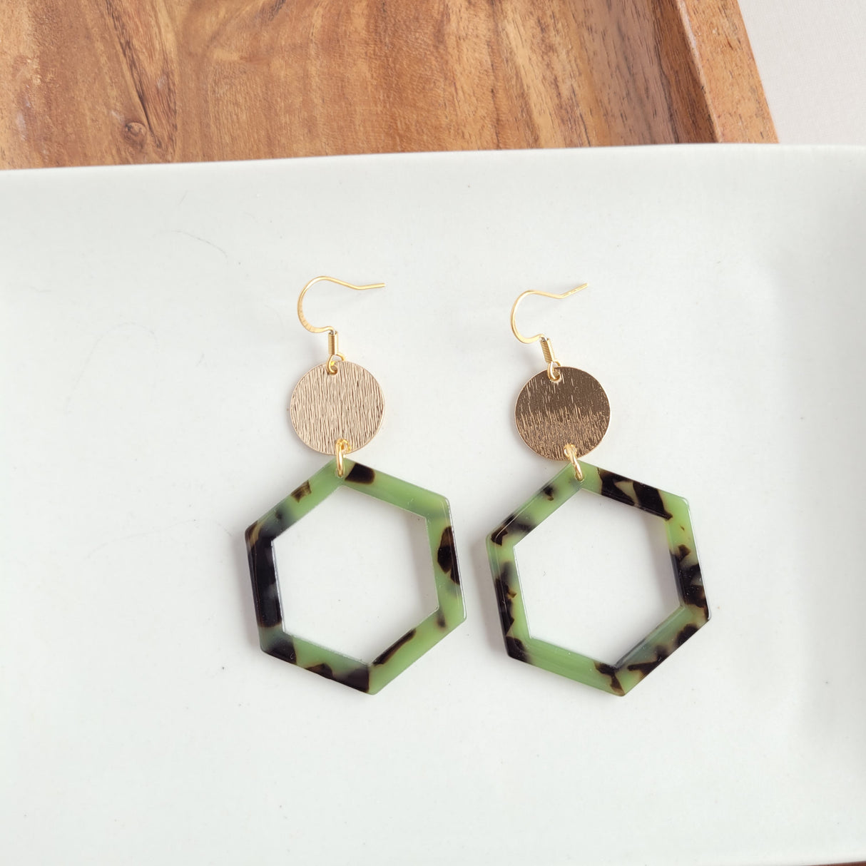 Lennox Earrings - Olive Tortoise from Spiffy & Splendid