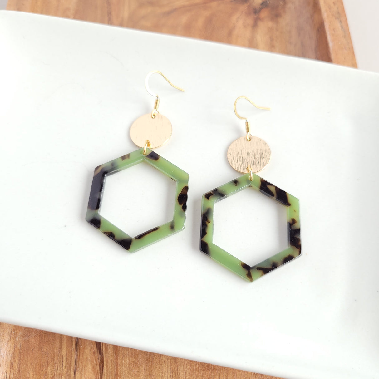 Lennox Earrings - Olive Tortoise from Spiffy & Splendid