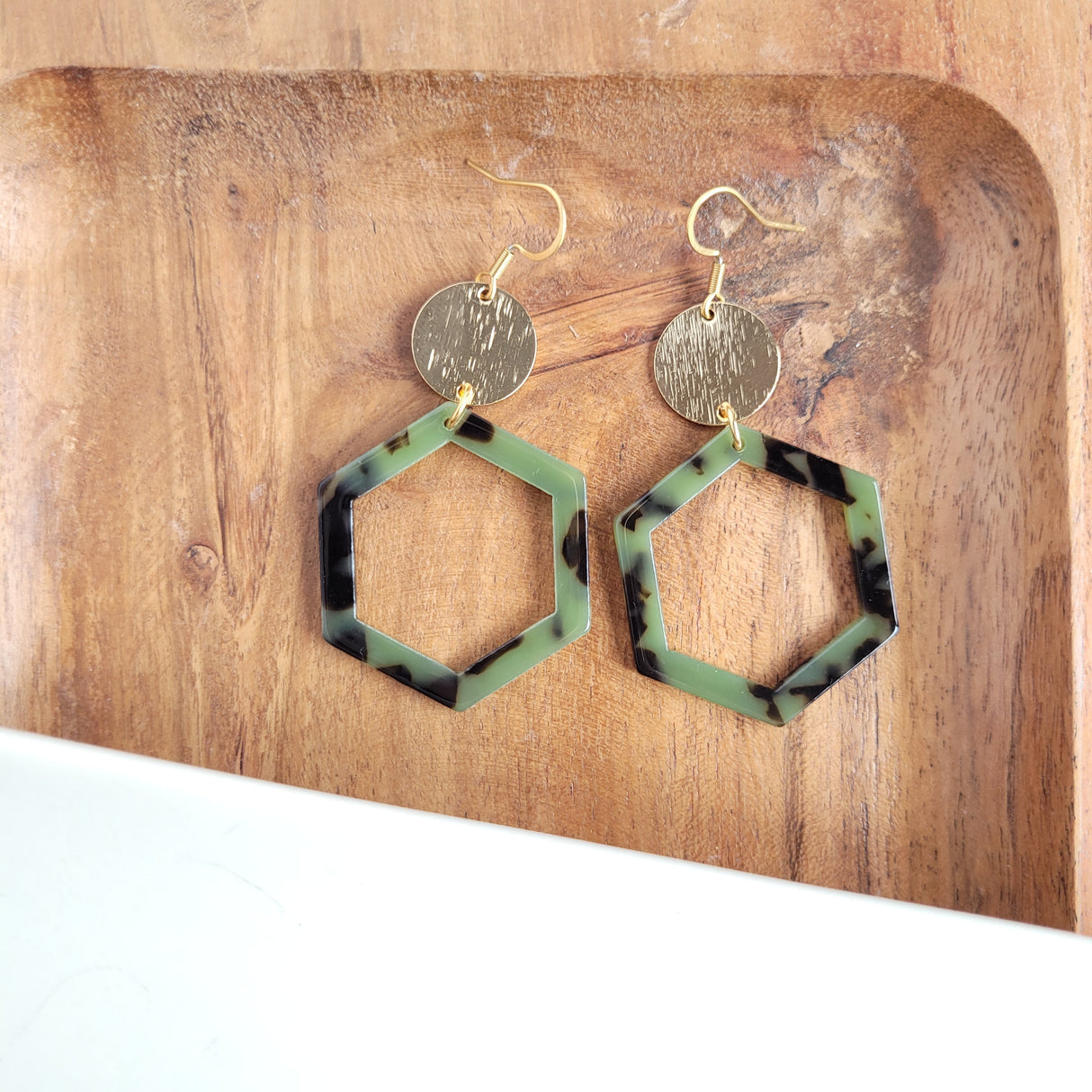 Lennox Earrings - Olive Tortoise from Spiffy & Splendid