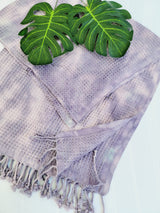 Waffle Throw Blanket, Multi functional Turkish Towel, Hand Tie dye Plum from EBRU Home