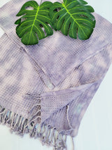 Waffle Throw Blanket, Multi functional Turkish Towel, Hand Tie dye Plum from EBRU Home