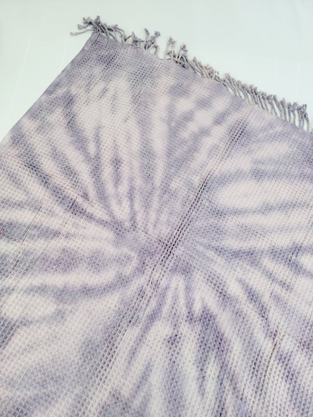 Waffle Throw Blanket, Multi functional Turkish Towel, Hand Tie dye Plum from EBRU Home