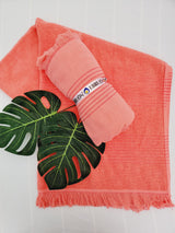 One sided Terry Towel - Sand free beach and Bath towel- Pink