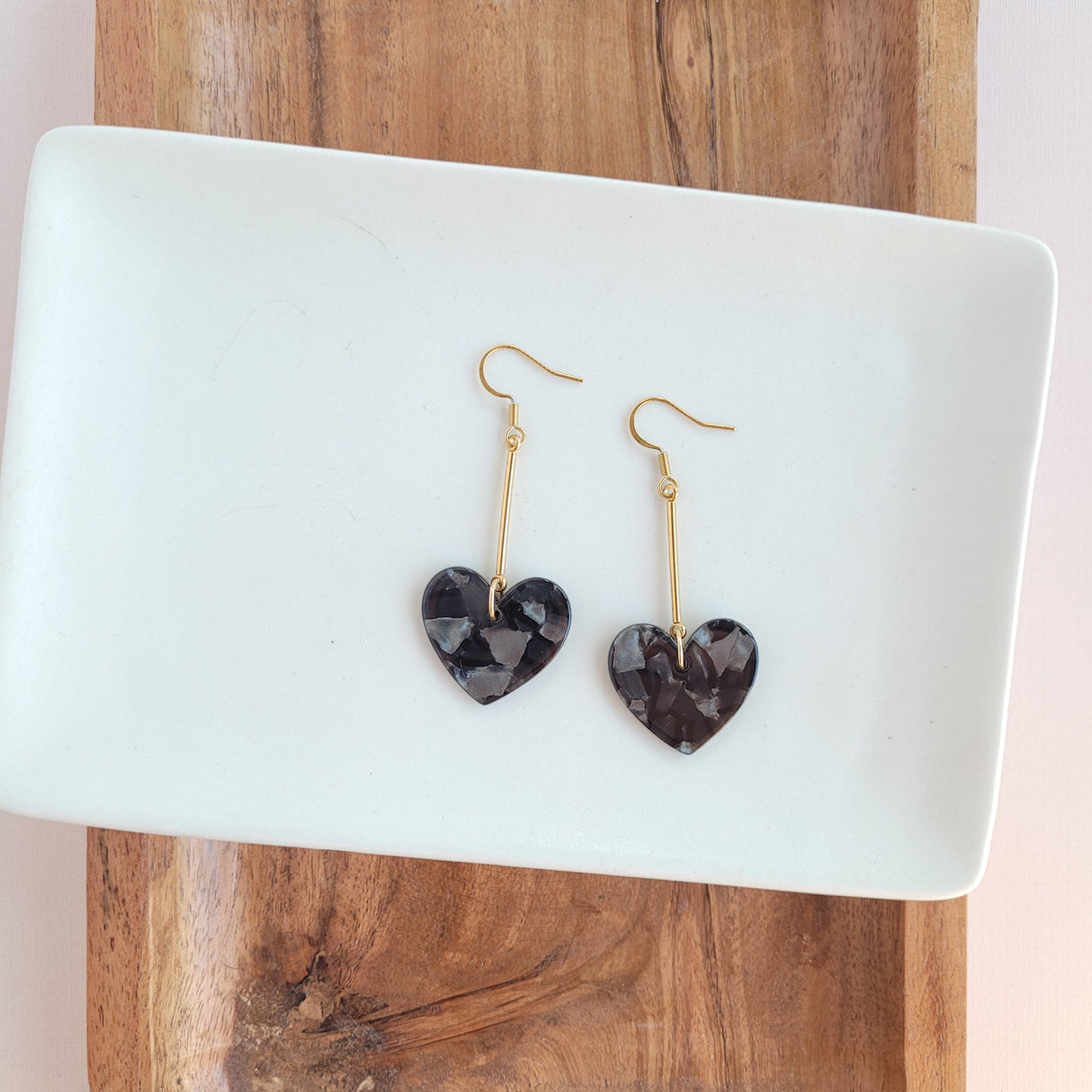 Mina Heart Earrings - Black from Spiffy & Splendid
