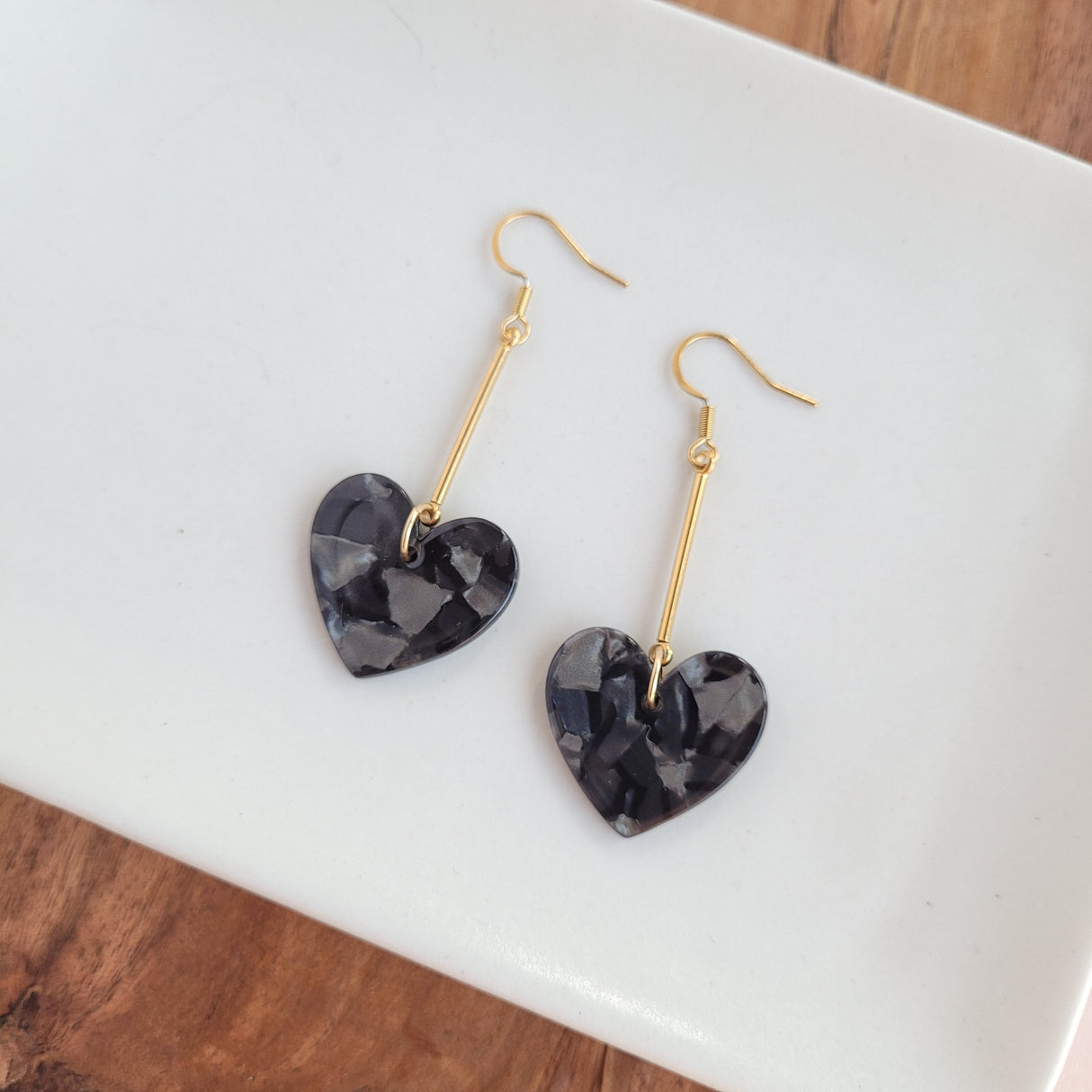 Mina Heart Earrings - Black from Spiffy & Splendid