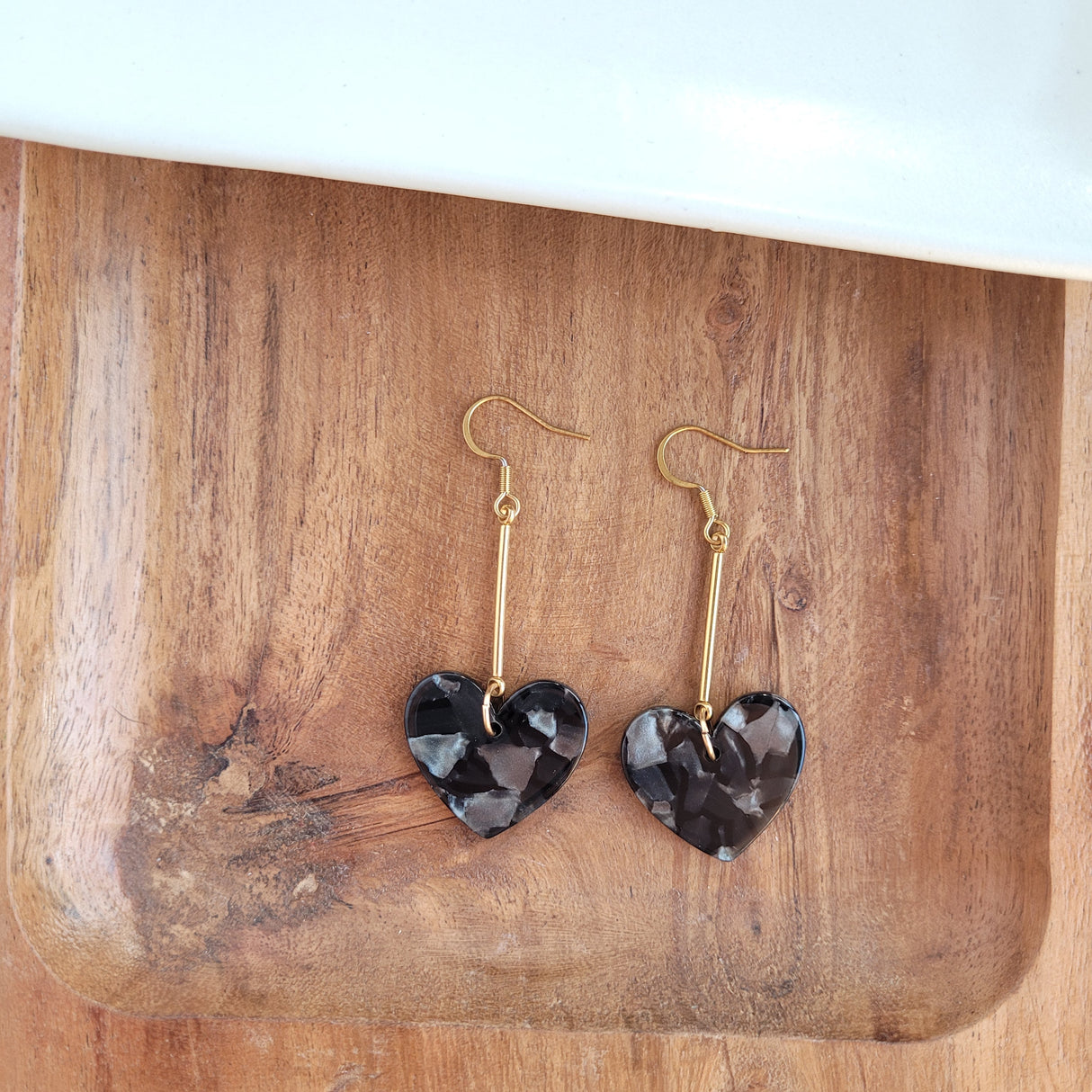 Mina Heart Earrings - Black from Spiffy & Splendid