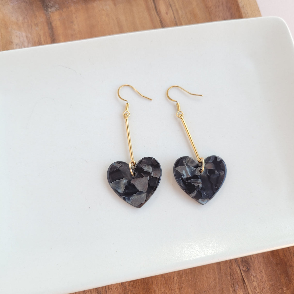 Mina Heart Earrings - Black from Spiffy & Splendid