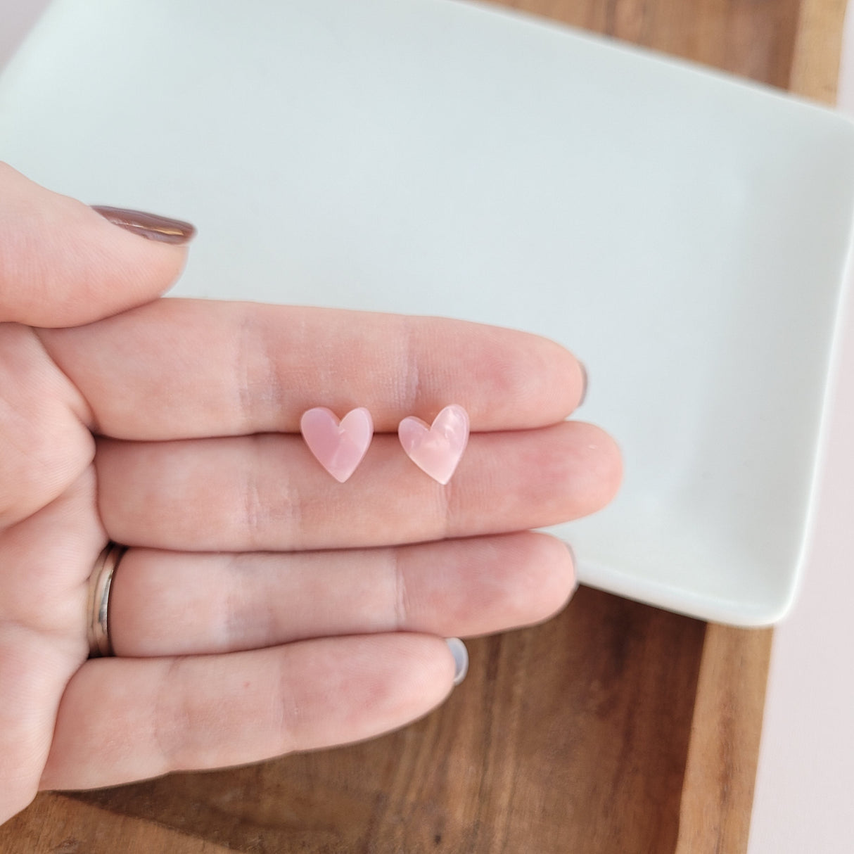 Hand Drawn Heart Studs- Pink from Spiffy & Splendid